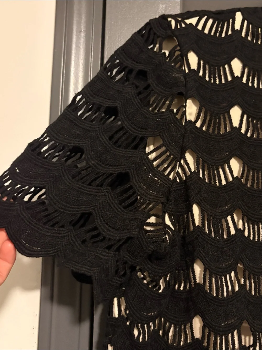 Kate Spade Black Lace Overlay Top with Cream Lining